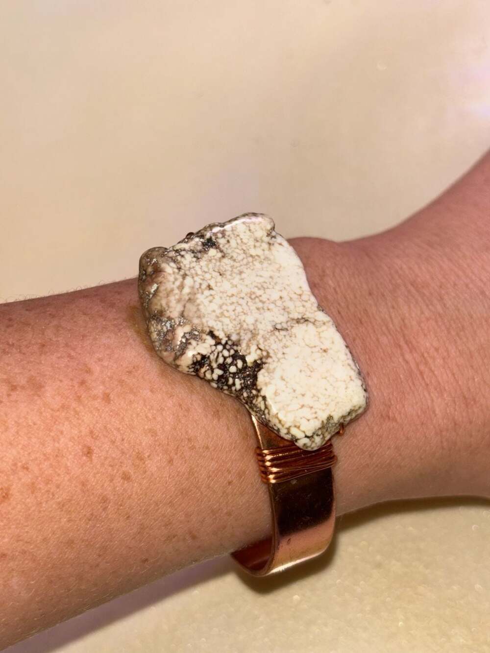 Natural Wild Horse Jasper Clean Copper Cuff Bracelet